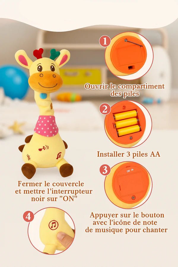 Peluche Girafe Interactive Chantante – Compagnon Musical pour Enfants - Rondor