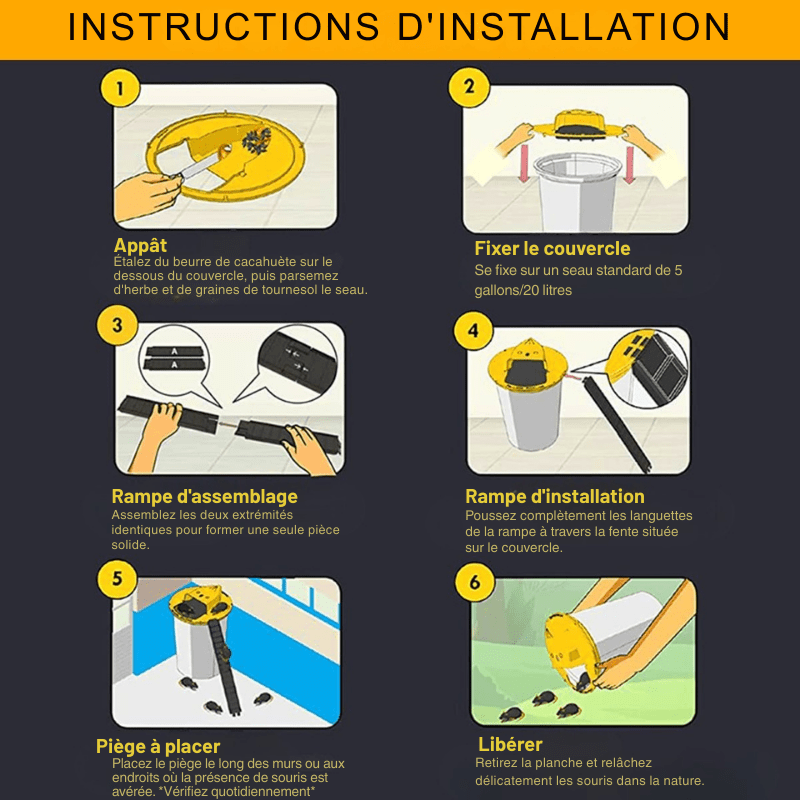 Pièges à Souris Écologiques - Seau Couvercle Lot de 4 - Rondor