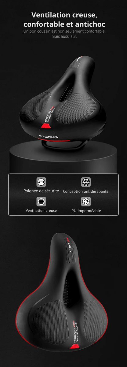 Selle de vélo antidouleur en mousse à mémoire de forme - Rondor