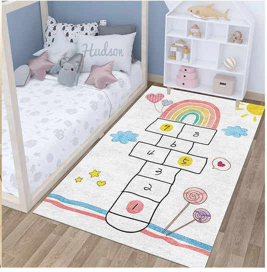 Tapis marelle coloré à motif arc - en - ciel pour enfants - Rondor